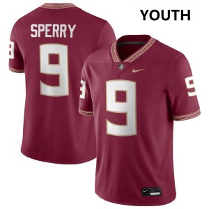 Youth Kevin Sperry Garnet Florida State Seminoles #9 College Football NCAA Jerseys 473450-746