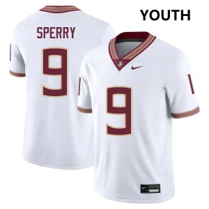 Youth Kevin Sperry White Florida State Seminoles #9 College Football 2025-26 Jersey 172753-428