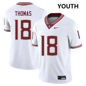 Youth Landen Thomas White Florida State Seminoles #18 College Football Player Jersey 512592-933