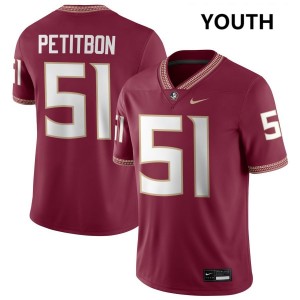 Youth Luke Petitbon Garnet Florida State Seminoles #51 College Football Replica Jersey 189792-564