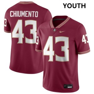 Youth Mac Chiumento Garnet Florida State Seminoles #43 College Football Game Jerseys 359802-813