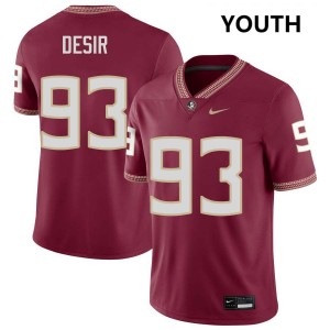 Youth Mandrell Desir Garnet Florida State Seminoles #93 College Football Embroidery Jersey 663220-291