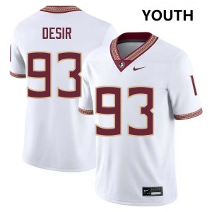 Youth Mandrell Desir White Florida State Seminoles #93 College Football Official Jersey 950744-717