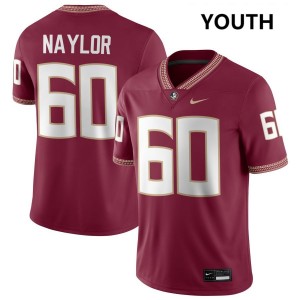 Youth Peyton Naylor Garnet Florida State Seminoles #60 College Football Embroidery Jersey 237901-933