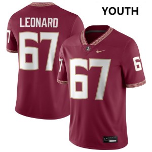 Youth Richie Leonard IV Garnet Florida State Seminoles #67 College Football 2025 Jerseys 256034-331