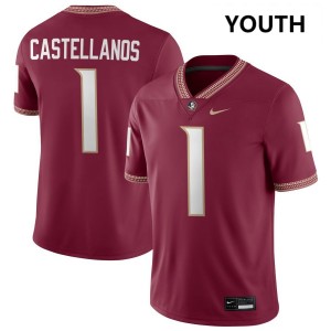 Youth Tommy Castellanos Garnet Florida State Seminoles #1 College Football 2025-26 Jersey 109154-914